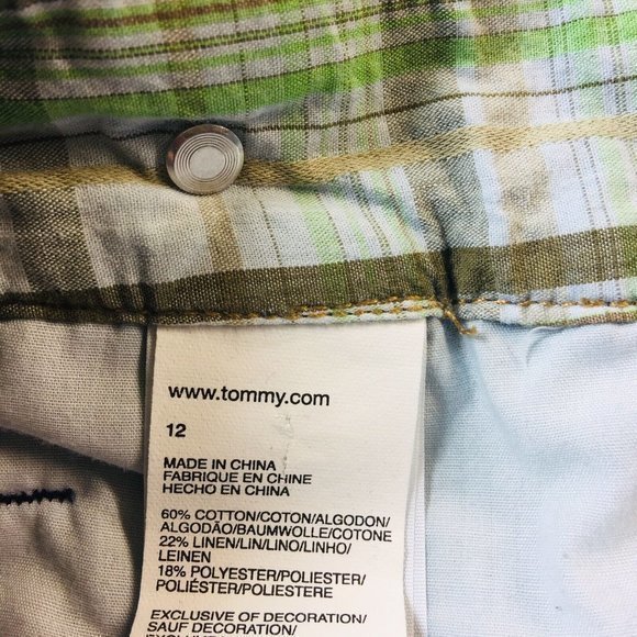 Tommy Hilfiger Linen Jean Shorts Cuffed Dark 12 - Picture 4 of 11